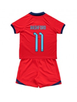 Billige England Marcus Rashford #11 Bortedraktsett Barn VM 2022 Kortermet (+ Korte bukser)
